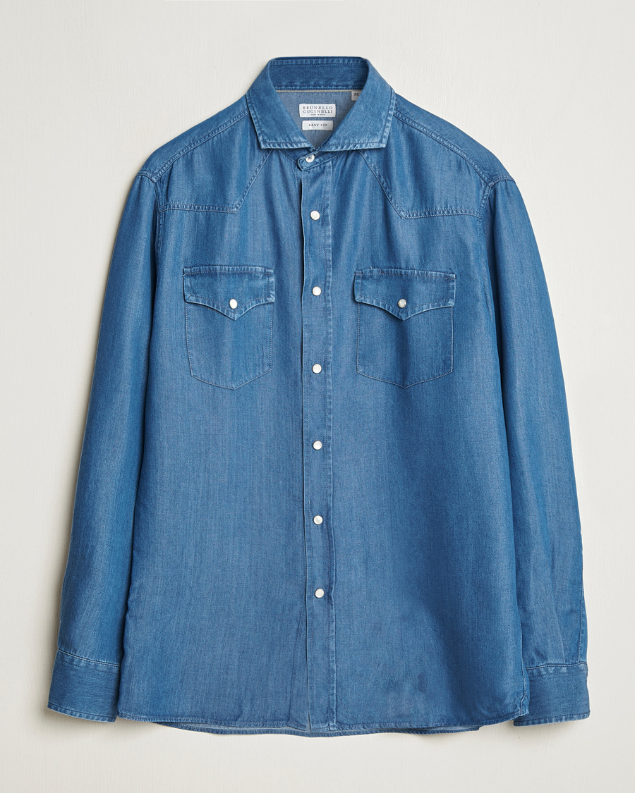 Hombres | Camisas | Brunello Cucinelli | Denim Western Shirt Navy
