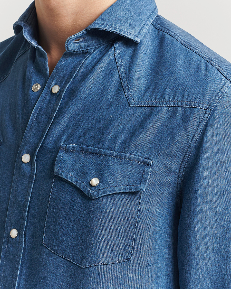 Hombres | Camisas | Brunello Cucinelli | Denim Western Shirt Navy