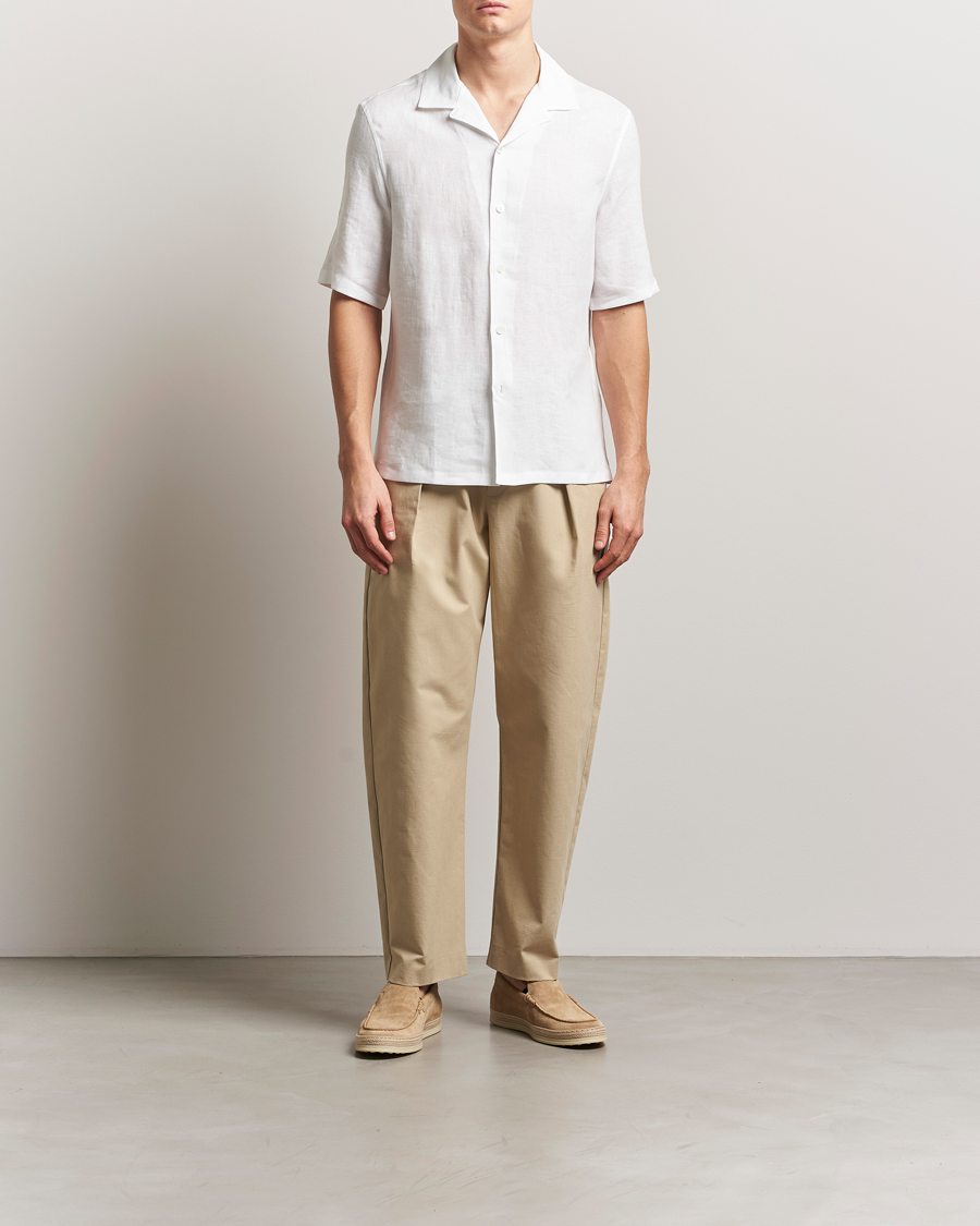 Hombres | Camisas | Brunello Cucinelli | Linen Camp Shirt White
