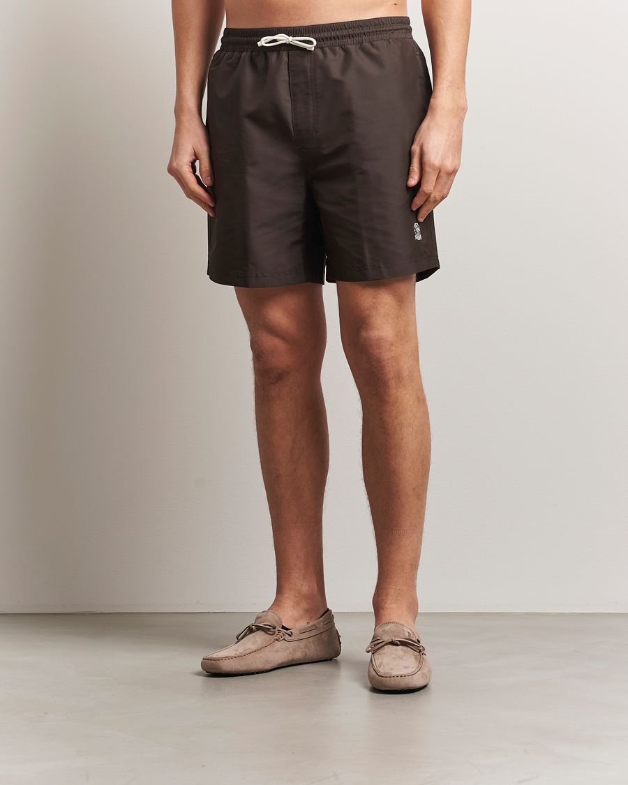 Hombres | Bañadores | Brunello Cucinelli | Nylon Swim Trunks Dark Brown