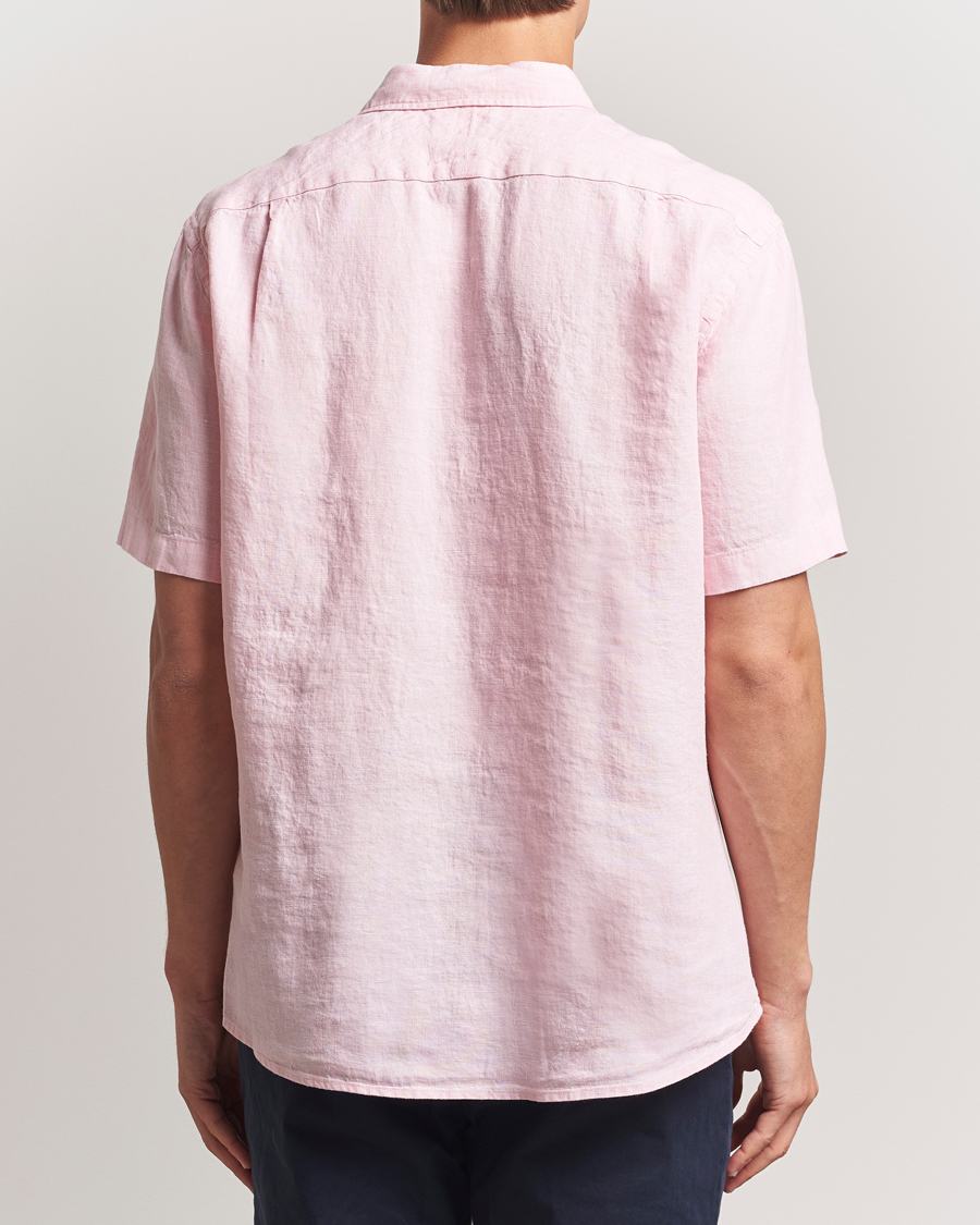 Hombres | Camisas | Charles Tyrwhitt | Pure Linen Short Sleeve Slim Fit Shirt Pink
