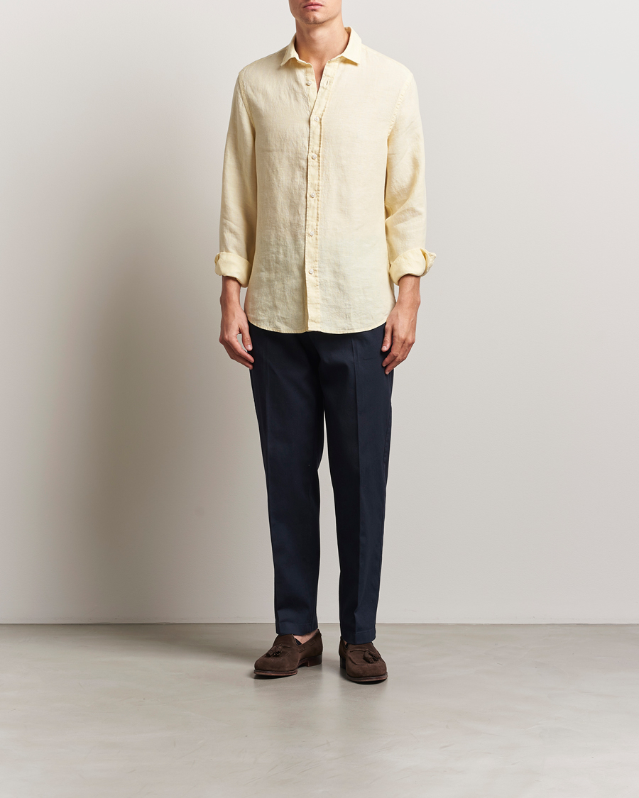 Hombres | Camisas | Charles Tyrwhitt | Pure Linen Slim Fit Shirt Lemon