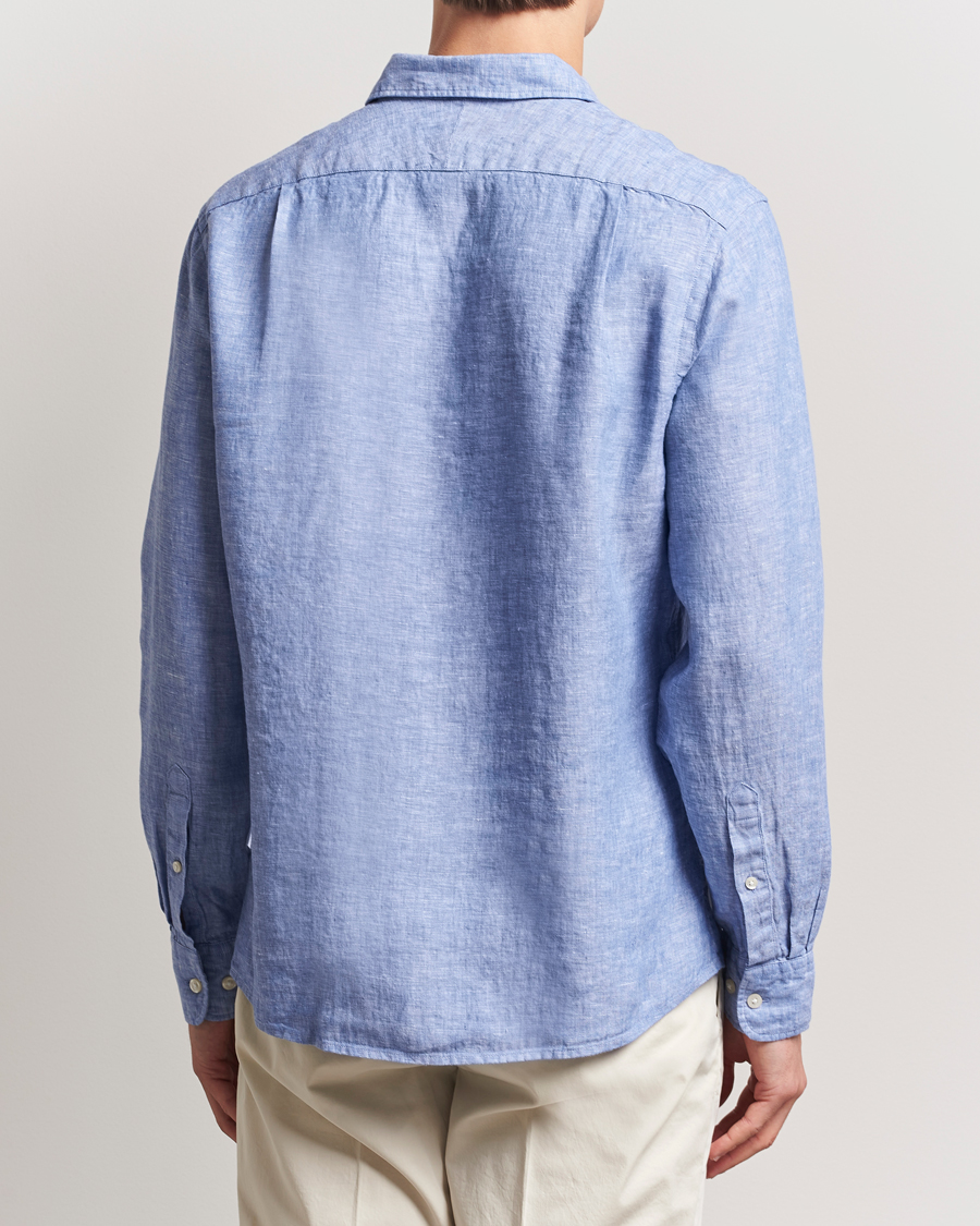 Hombres | Camisas | Charles Tyrwhitt | Pure Linen Slim Fit Shirt Cobalt Blue