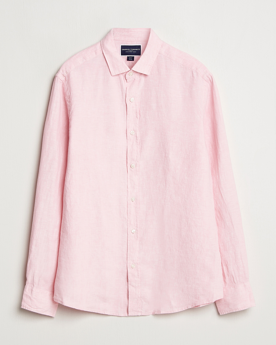 Hombres | Camisas | Charles Tyrwhitt | Pure Linen Slim Fit Shirt Pink