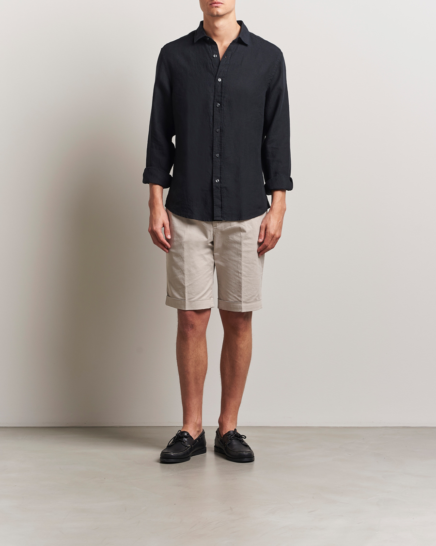 Hombres | Camisas | Charles Tyrwhitt | Pure Linen Slim Fit Shirt Black