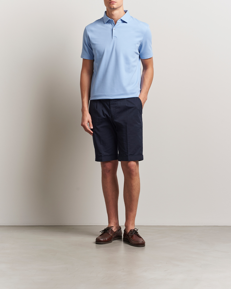 Hombres | Polos | Charles Tyrwhitt | Short Sleeve Cotton Pique Polo Cornflower Blue