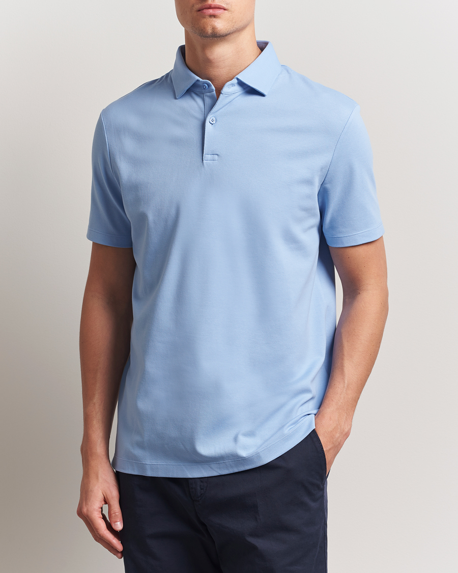 Hombres | Polos | Charles Tyrwhitt | Short Sleeve Cotton Pique Polo Cornflower Blue