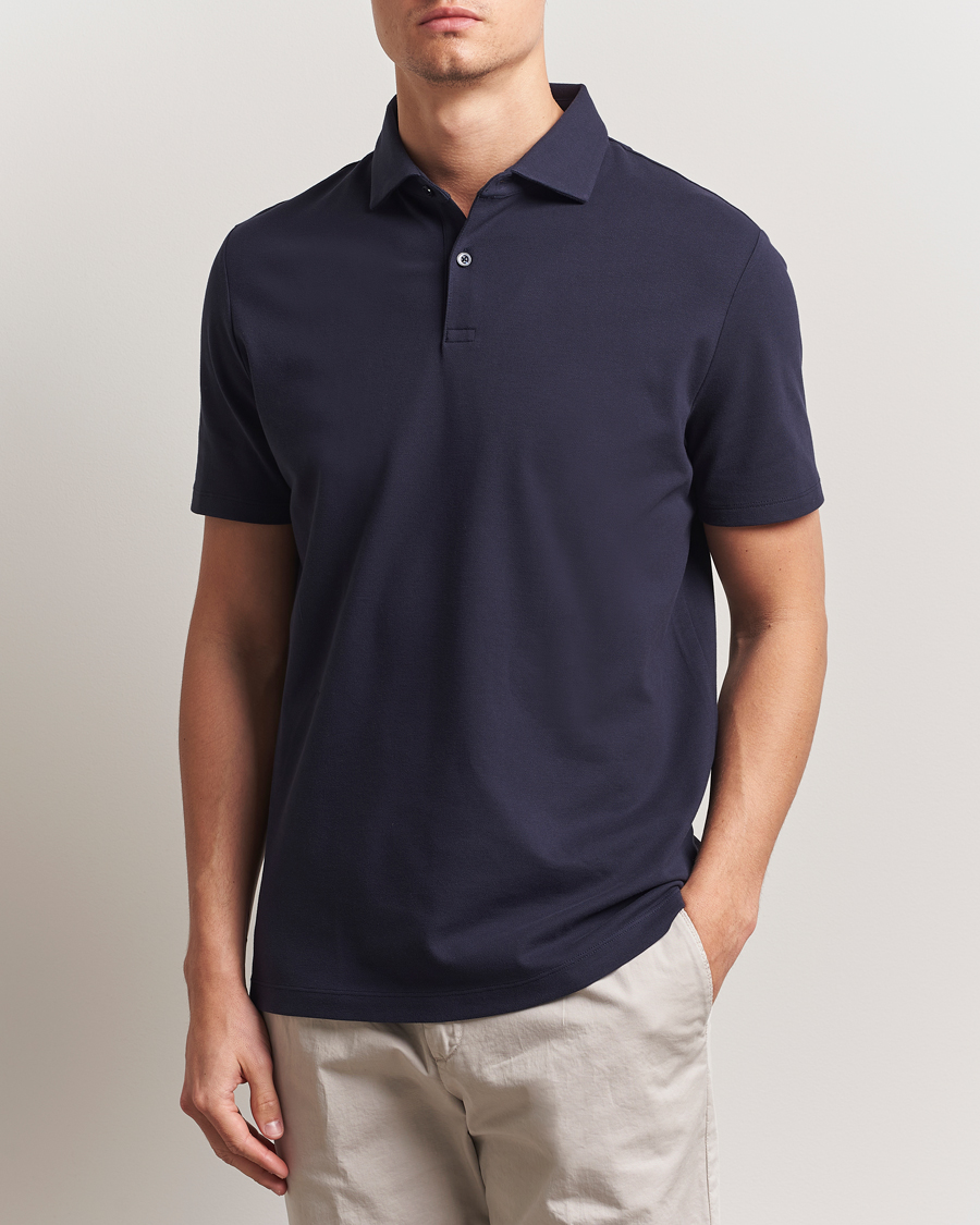 Hombres | Polos | Charles Tyrwhitt | Short Sleeve Cotton Pique Polo Navy