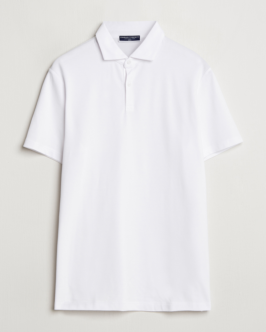 Hombres | Polos | Charles Tyrwhitt | Short Sleeve Cotton Pique Polo White