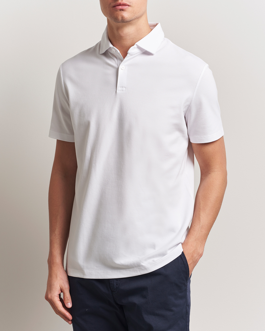 Hombres | Polos | Charles Tyrwhitt | Short Sleeve Cotton Pique Polo White