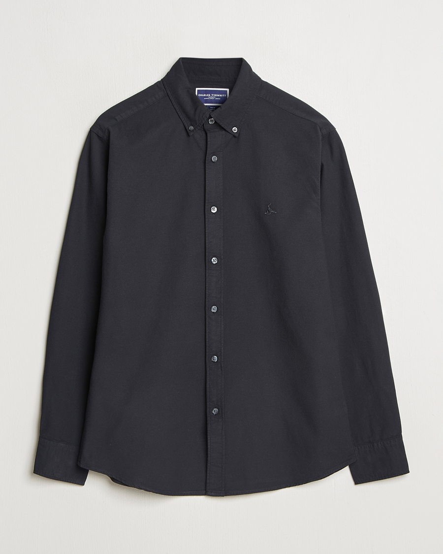 Hombres | Camisas | Charles Tyrwhitt | Button Down Stretch Oxford Shirt Black