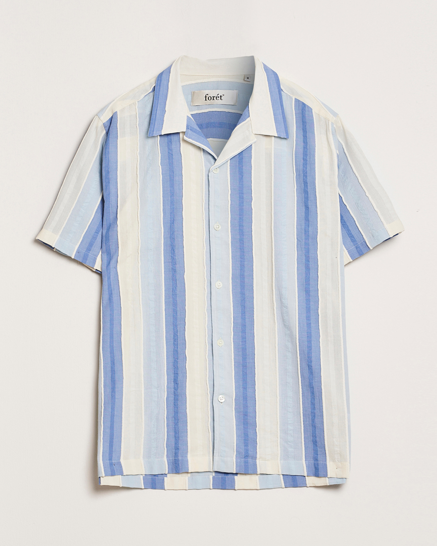 Hombres | Camisas | Forét | Peer Jaquard Short Sleeve Shirt Blue