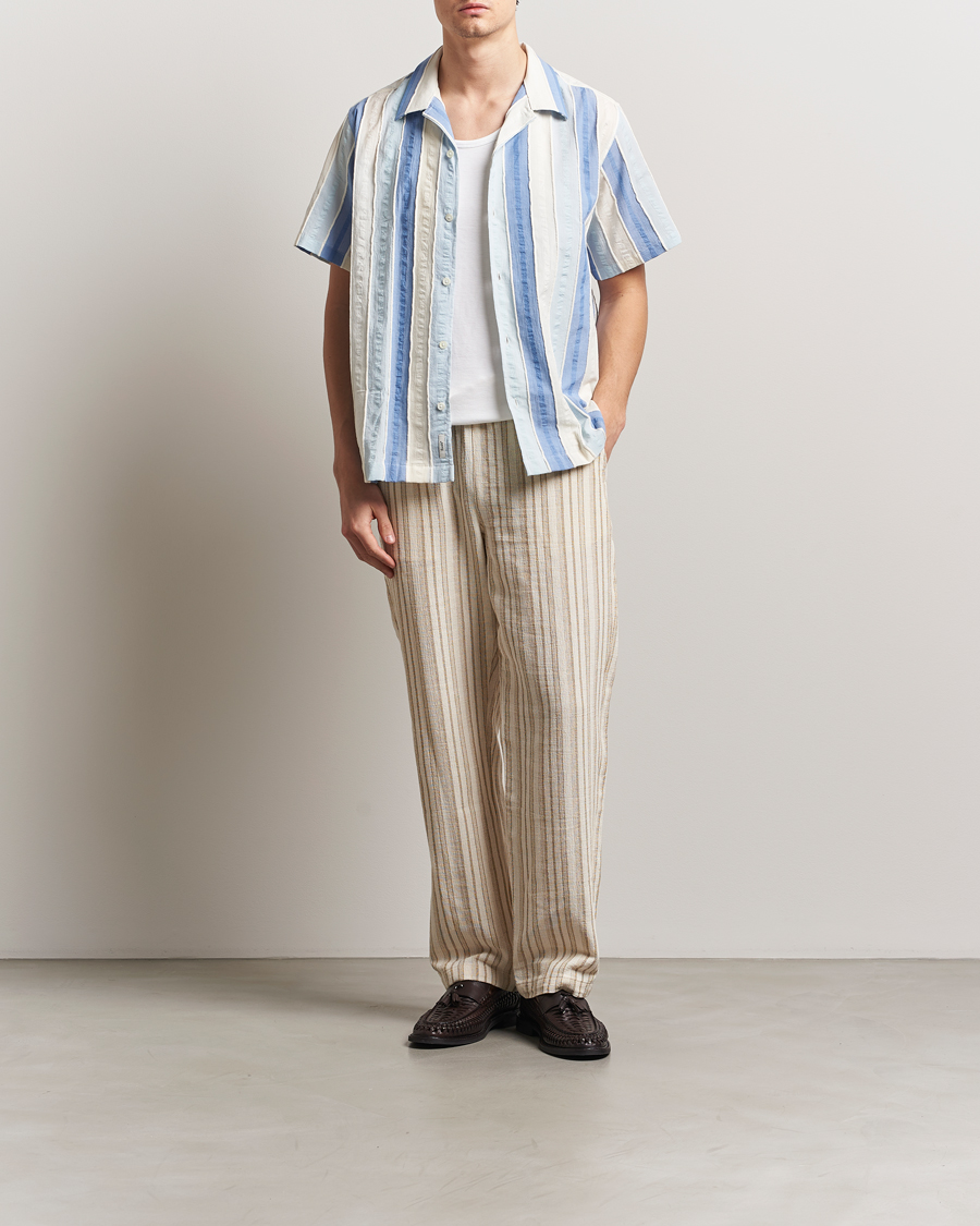 Hombres | Camisas | Forét | Peer Jaquard Short Sleeve Shirt Blue