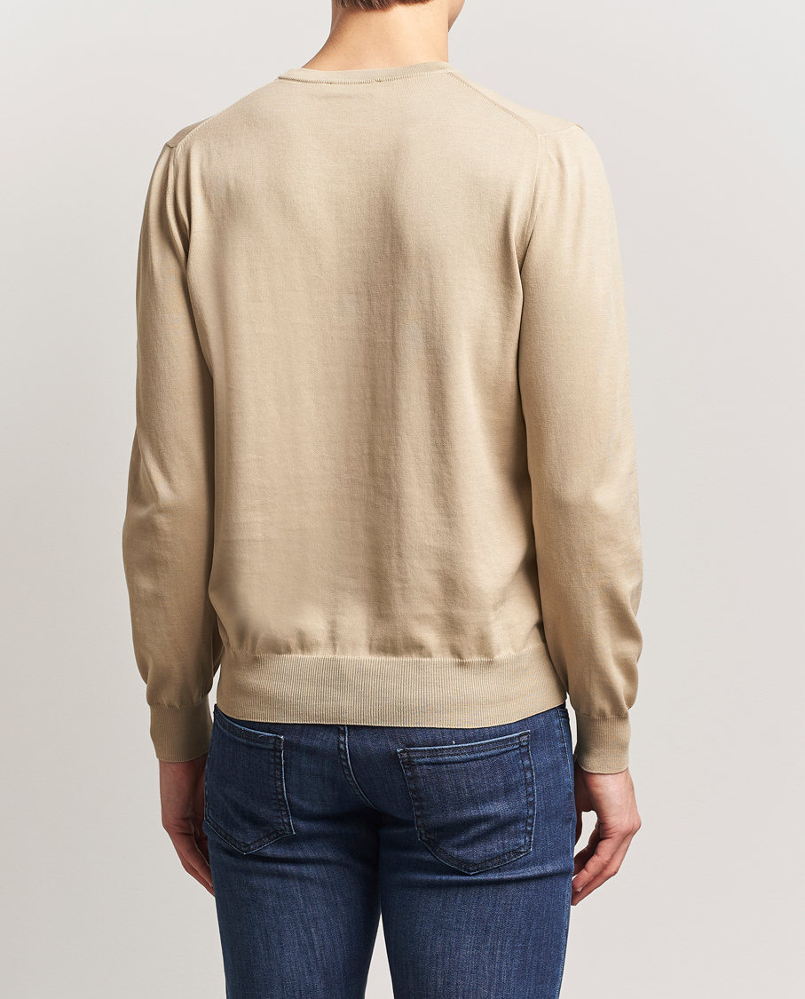 Hombres | Jerséis y prendas de punto | Canali | Cotton Crew Neck Pullover Beige