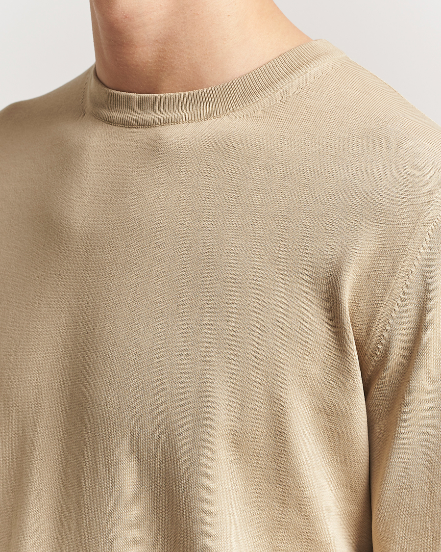 Hombres | Jerséis y prendas de punto | Canali | Cotton Crew Neck Pullover Beige