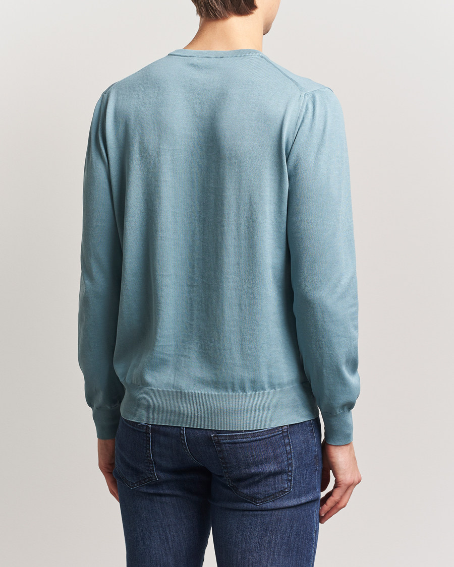 Hombres | Jerséis y prendas de punto | Canali | Cotton Crew Neck Pullover Teal