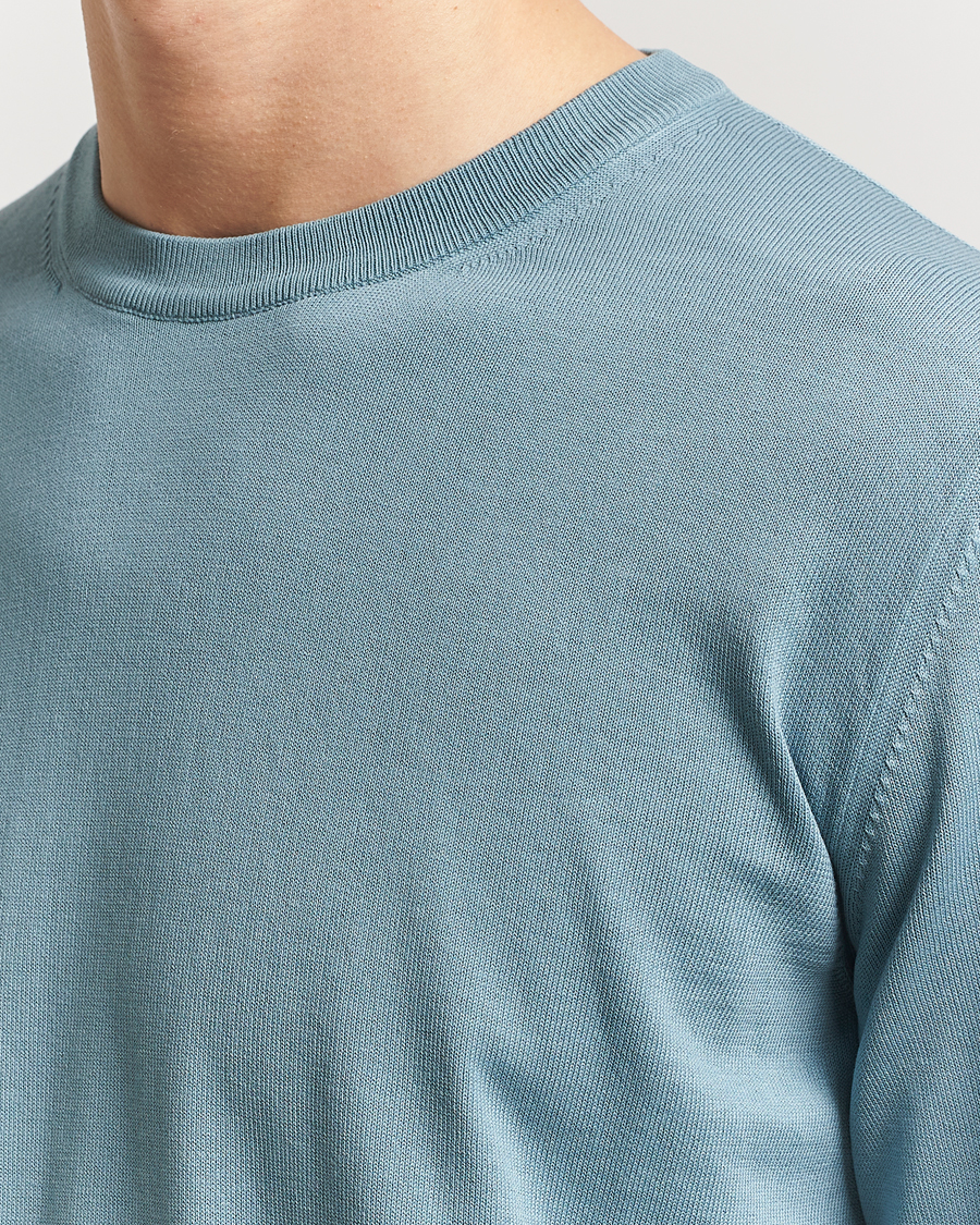 Hombres | Jerséis y prendas de punto | Canali | Cotton Crew Neck Pullover Teal