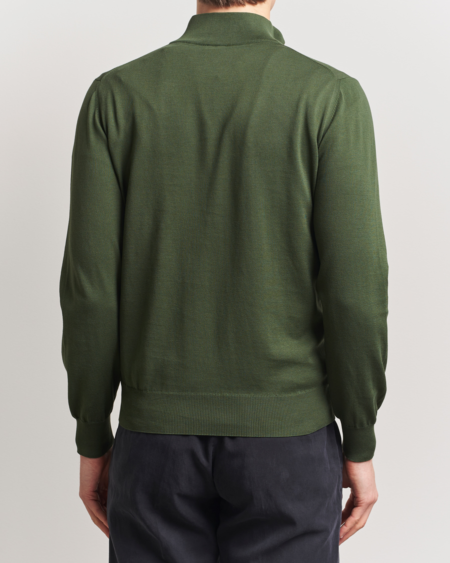 Hombres | Jerséis y prendas de punto | Canali | Cotton Half Zip Dark Green