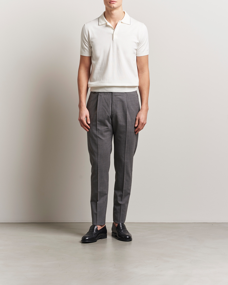 Hombres | Polos | Canali | Contrast Short Sleeve Polo White