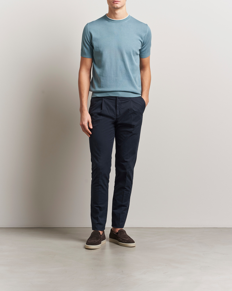 Hombres | Camisetas | Canali | Contrast Short Sleeve T-Shirt Teal