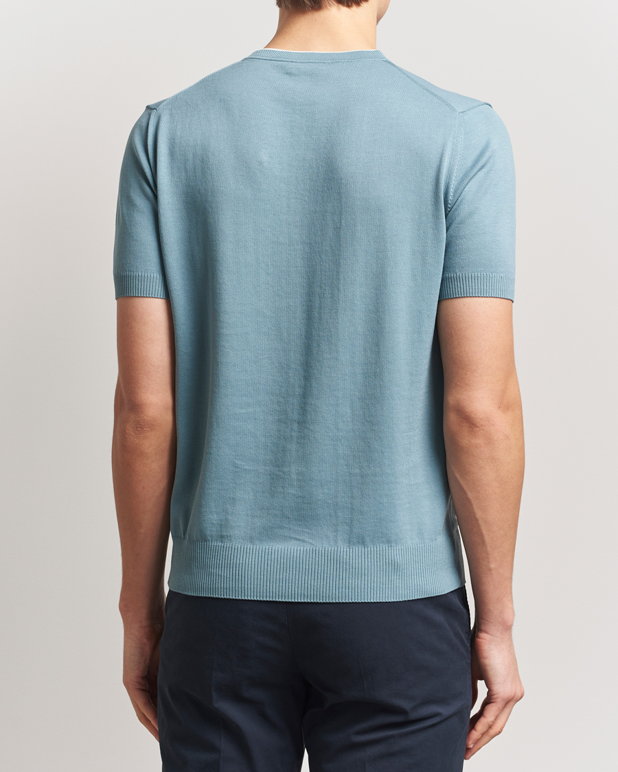 Hombres | Camisetas | Canali | Contrast Short Sleeve T-Shirt Teal
