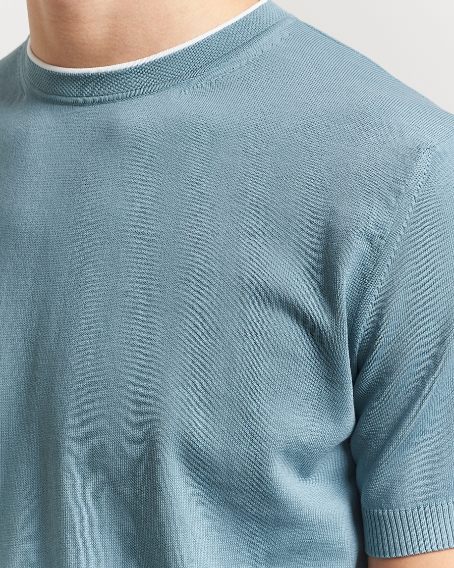 Hombres | Camisetas | Canali | Contrast Short Sleeve T-Shirt Teal