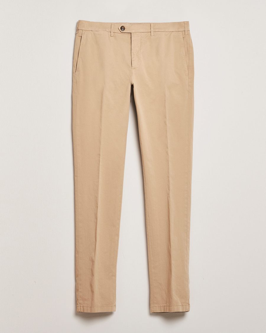 Hombres | Pantalones | Canali | Slim Fit Cotton Stretch Chinos Beige