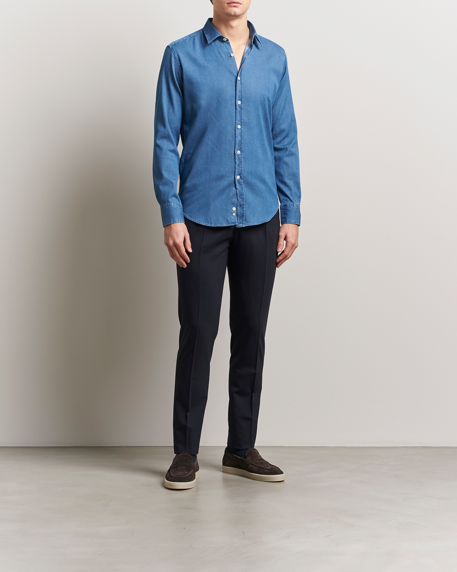 Hombres | Camisas | Canali | Slim Fit Denim Shirt Medium Blue Wash