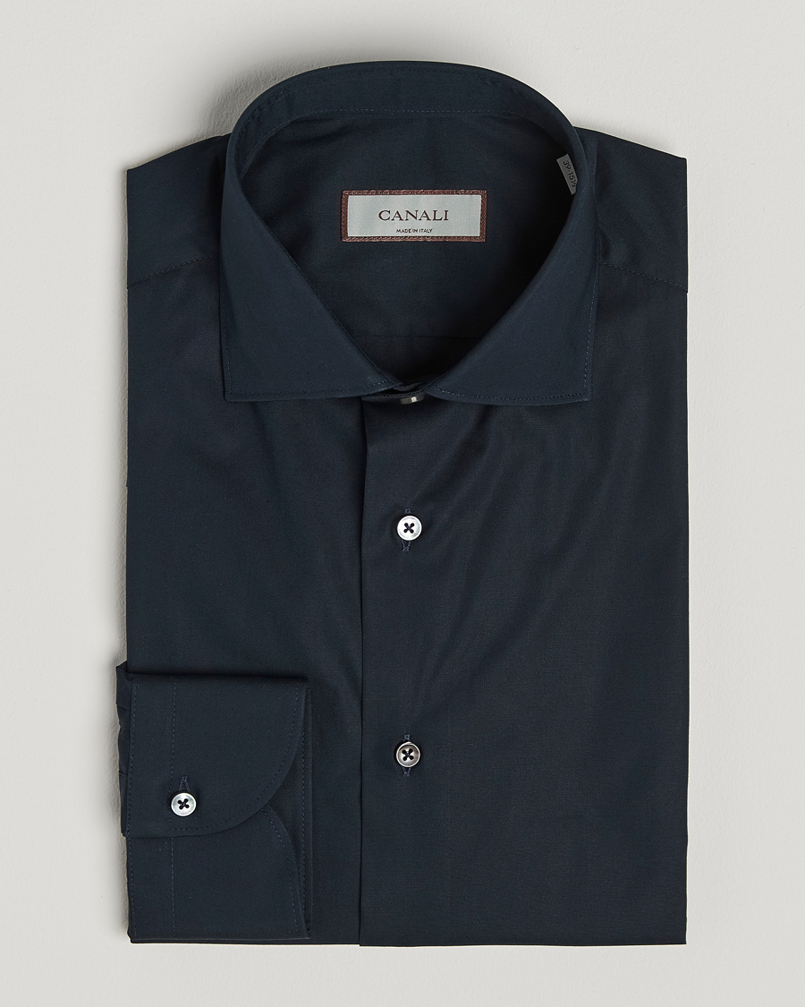 Hombres | Camisas | Canali | Slim Fit Cotton/Stretch Shirt Navy