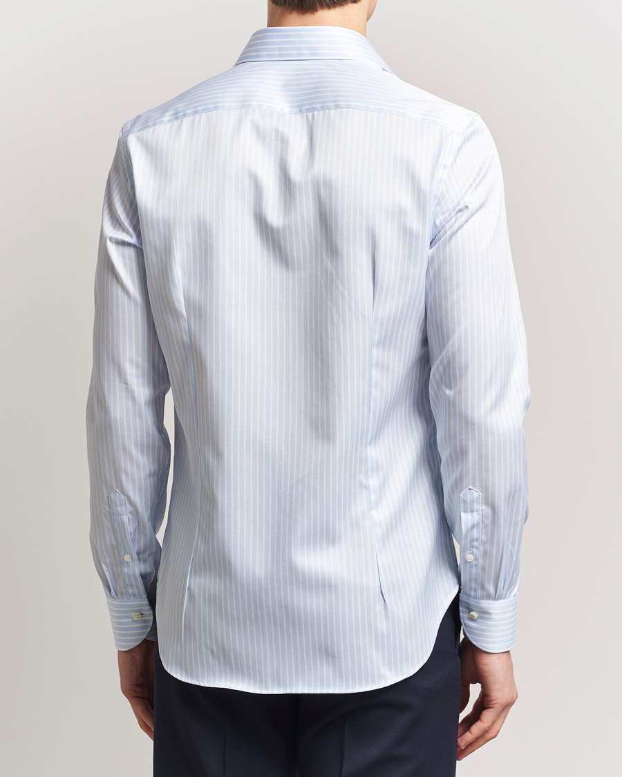 Hombres | Camisas | Canali | Slim Fit Striped Cotton Shirt Light Blue