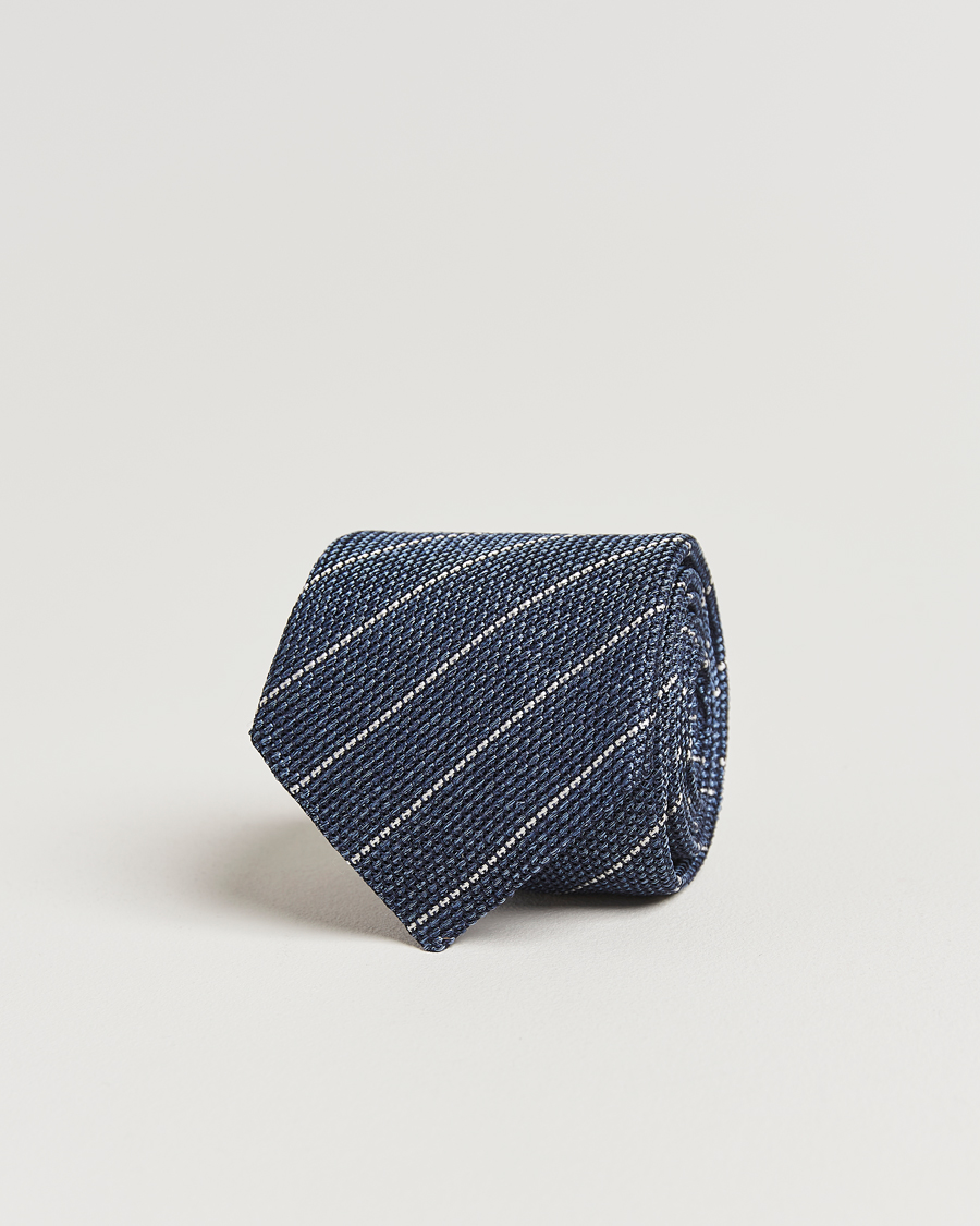 Hombres | Canali Garza Regimental Stripe Silk Tie Dark Blue | Canali | Garza Regimental Stripe Silk Tie Dark Blue