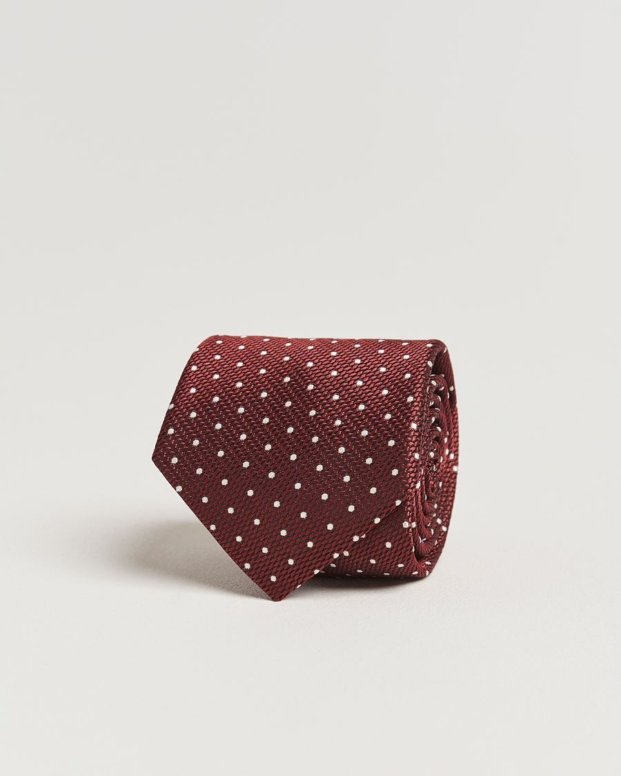 Hombres | Canali Micro Dot Silk Tie Burgundy | Canali | Micro Dot Silk Tie Burgundy