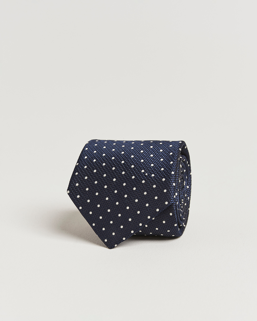 Hombres | Canali Micro Dot Silk Tie Navy | Canali | Micro Dot Silk Tie Navy