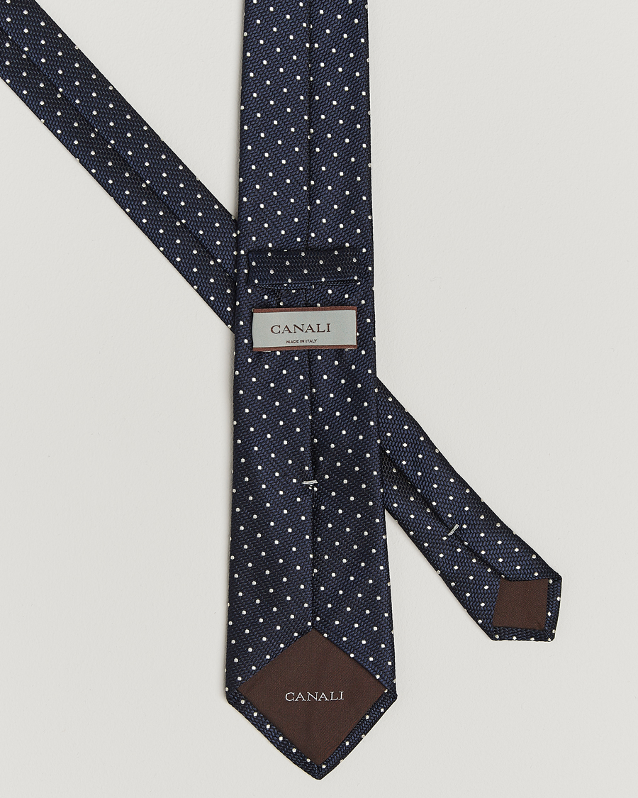 Hombres | Canali Micro Dot Silk Tie Navy | Canali | Micro Dot Silk Tie Navy