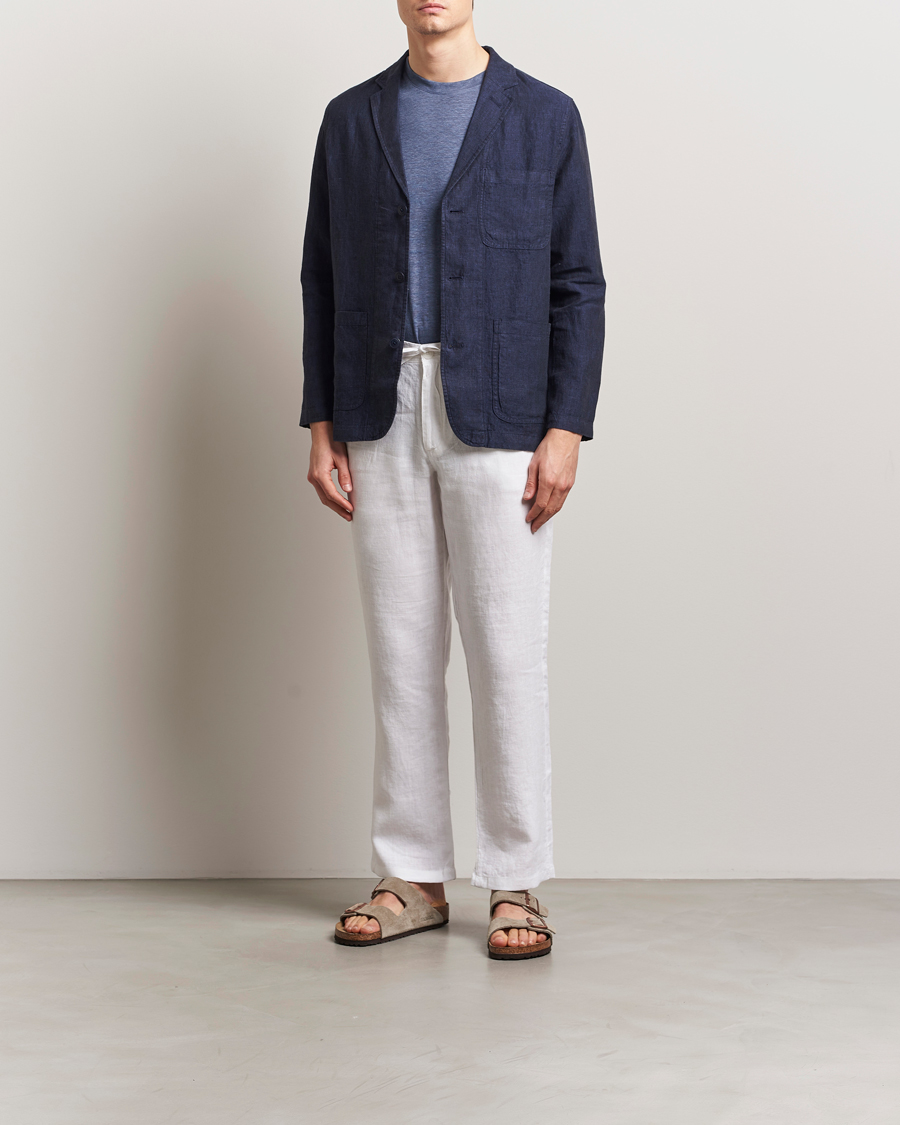 Hombres | Pantalones | KnowledgeCotton Apparel | Loose Linen Pants Bright White