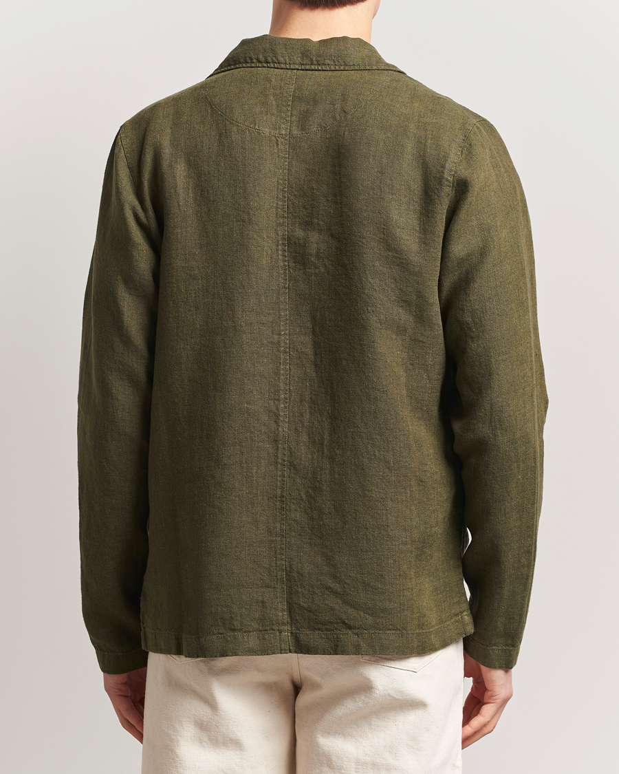 Hombres | Camisas | KnowledgeCotton Apparel | Linen Overshirt Burnt Olive