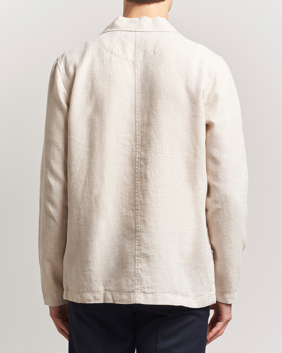 Hombres | Camisas | KnowledgeCotton Apparel | Linen Overshirt Light Feather Grey