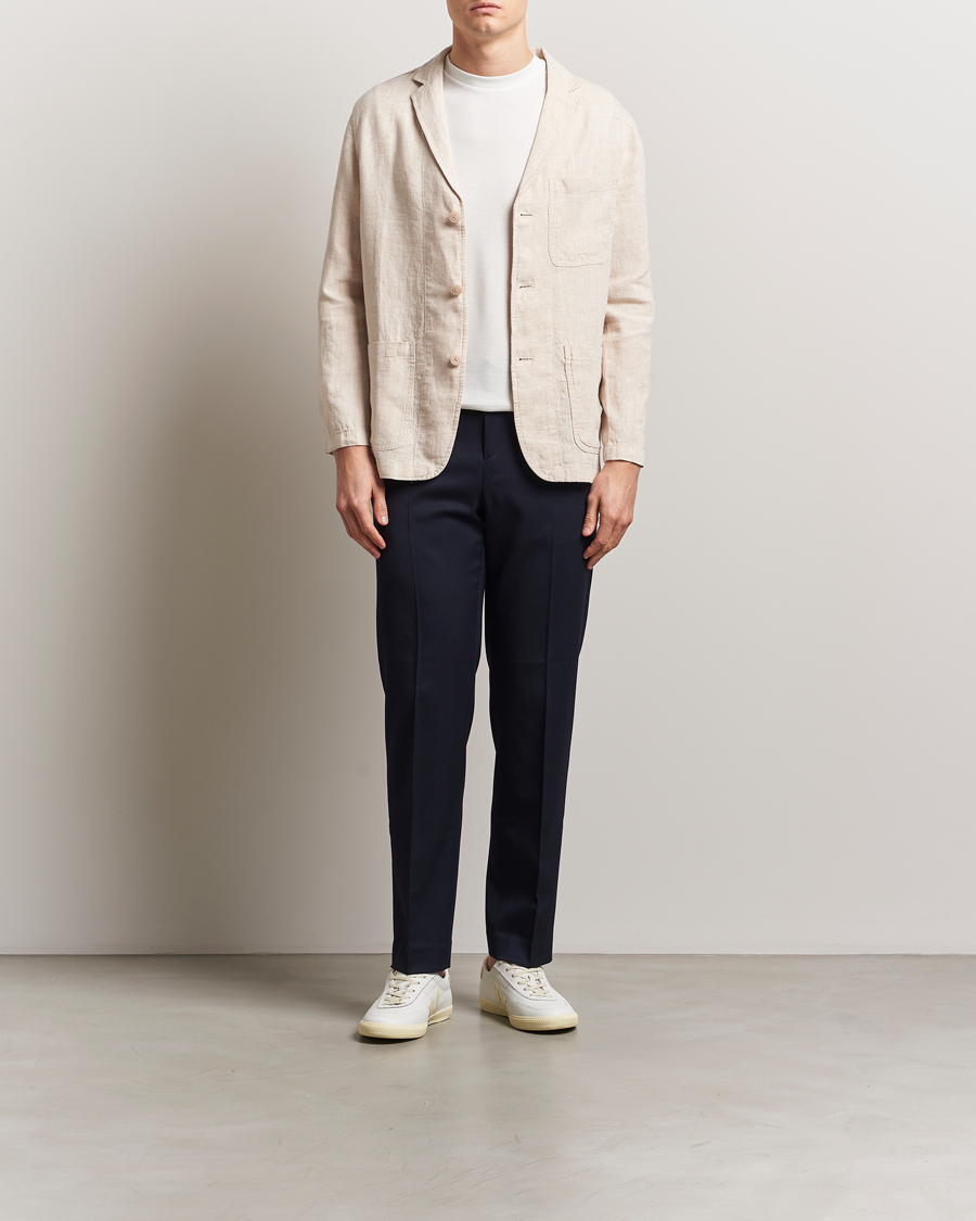 Hombres | Blazers | KnowledgeCotton Apparel | Linen Blazer Light Feather Grey