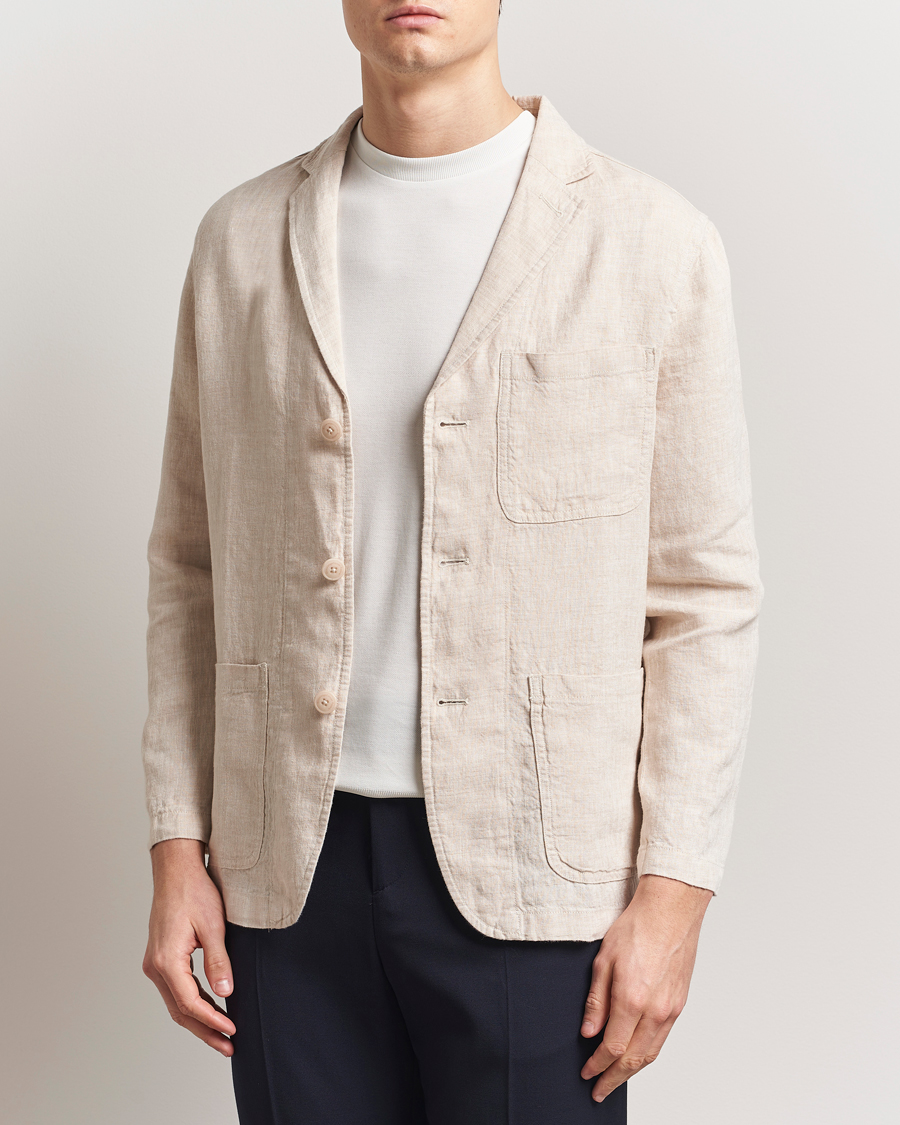 Hombres | Blazers | KnowledgeCotton Apparel | Linen Blazer Light Feather Grey