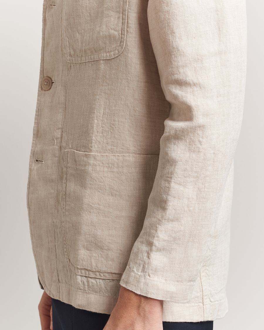 Hombres | Blazers | KnowledgeCotton Apparel | Linen Blazer Light Feather Grey