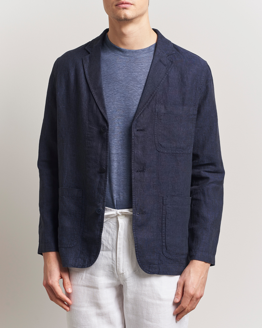 Hombres | Blazers | KnowledgeCotton Apparel | Linen Blazer Total Eclipse
