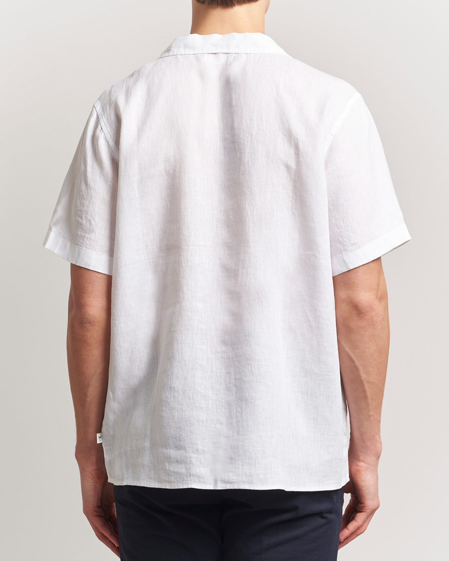 Hombres | Camisas | KnowledgeCotton Apparel | Short Sleeve Linen Resort Shirt Bright White