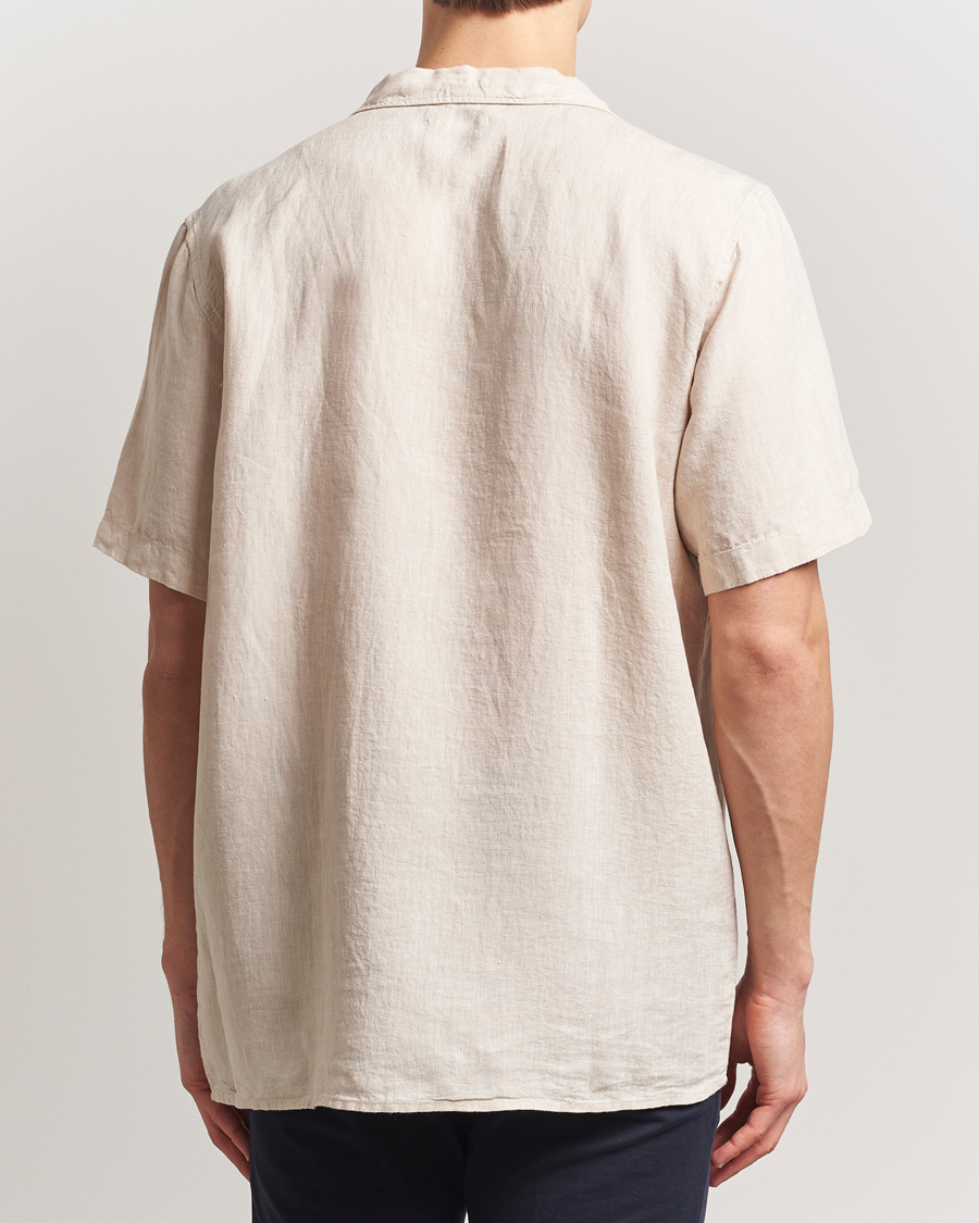 Hombres | Camisas | KnowledgeCotton Apparel | Short Sleeve Linen Resort Shirt Light Feather Grey