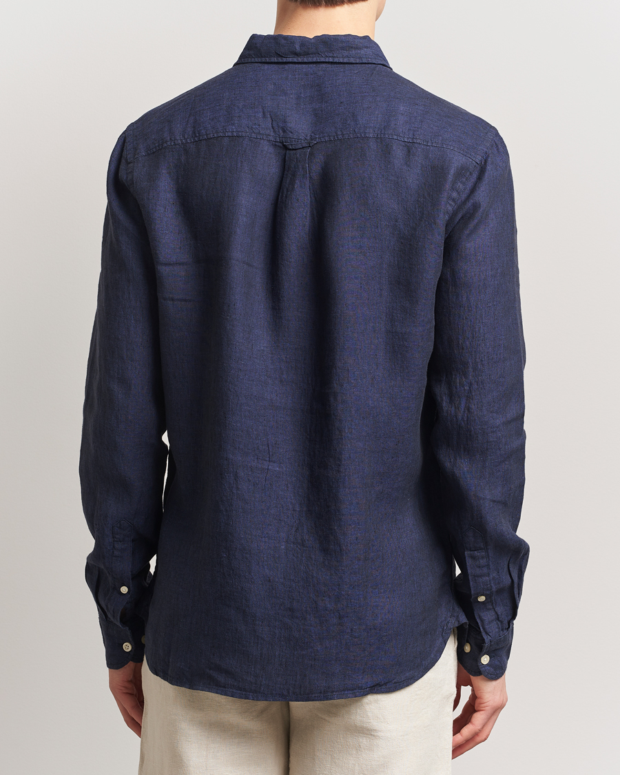 Hombres | Camisas | KnowledgeCotton Apparel | Regular Linen Shirt Total Eclipse