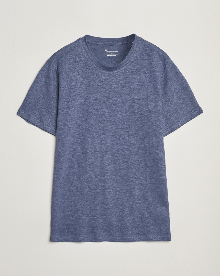 Hombres | Camisetas | KnowledgeCotton Apparel | Organic Linen T-Shirt Vintage Indigo