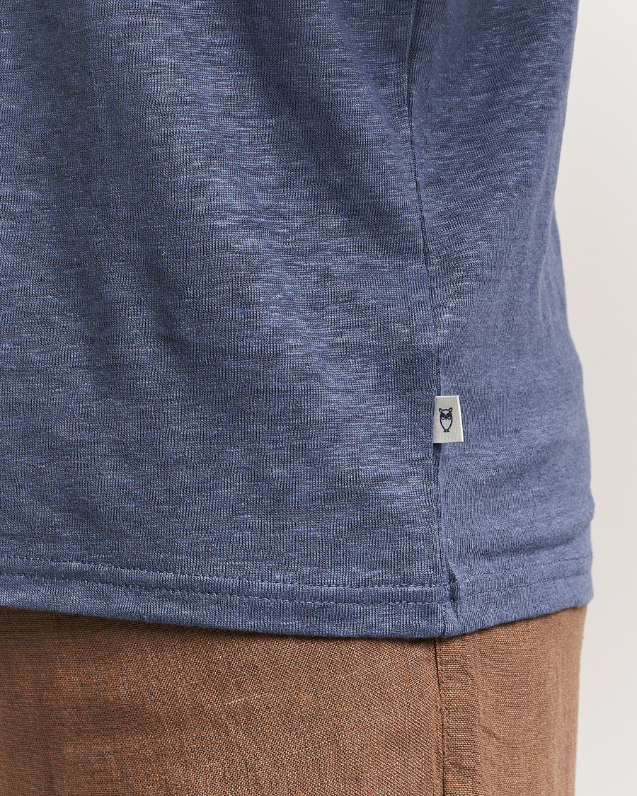 Hombres | Camisetas | KnowledgeCotton Apparel | Organic Linen T-Shirt Vintage Indigo