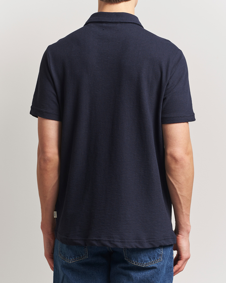 Hombres | Camisas | KnowledgeCotton Apparel | Short Sleeve Boucle Shirt Night Sky