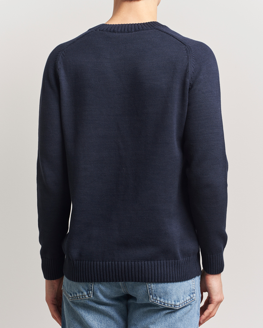 Hombres | Jerséis y prendas de punto | KnowledgeCotton Apparel | Plain Knitted Cotton Crewneck Night Sky