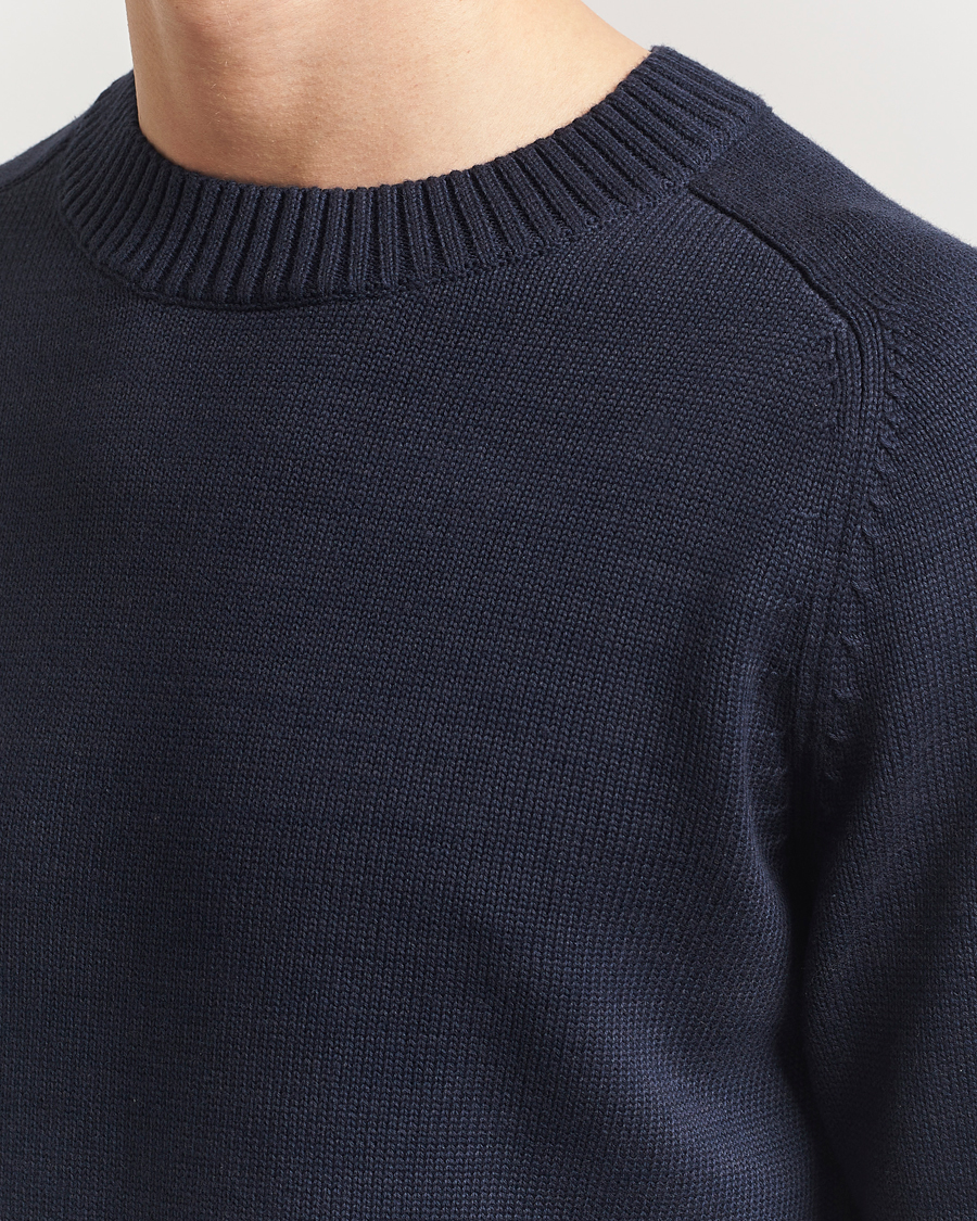 Hombres | Jerséis y prendas de punto | KnowledgeCotton Apparel | Plain Knitted Cotton Crewneck Night Sky