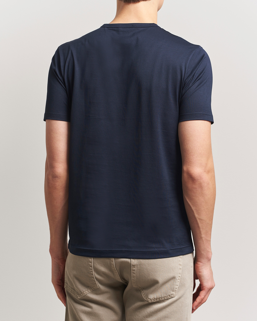 Hombres | Camisetas | Sunspel | Crew Neck Q82 Cotton T-Shirt Midnight Navy